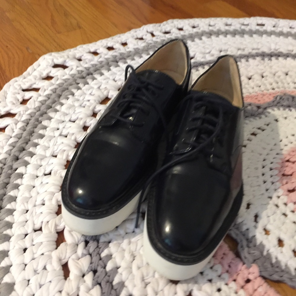 Zara blue platform moccasins